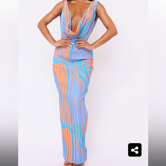 New! PYT Abstract Dress.💙🧡💙 - Picture 1 of 4